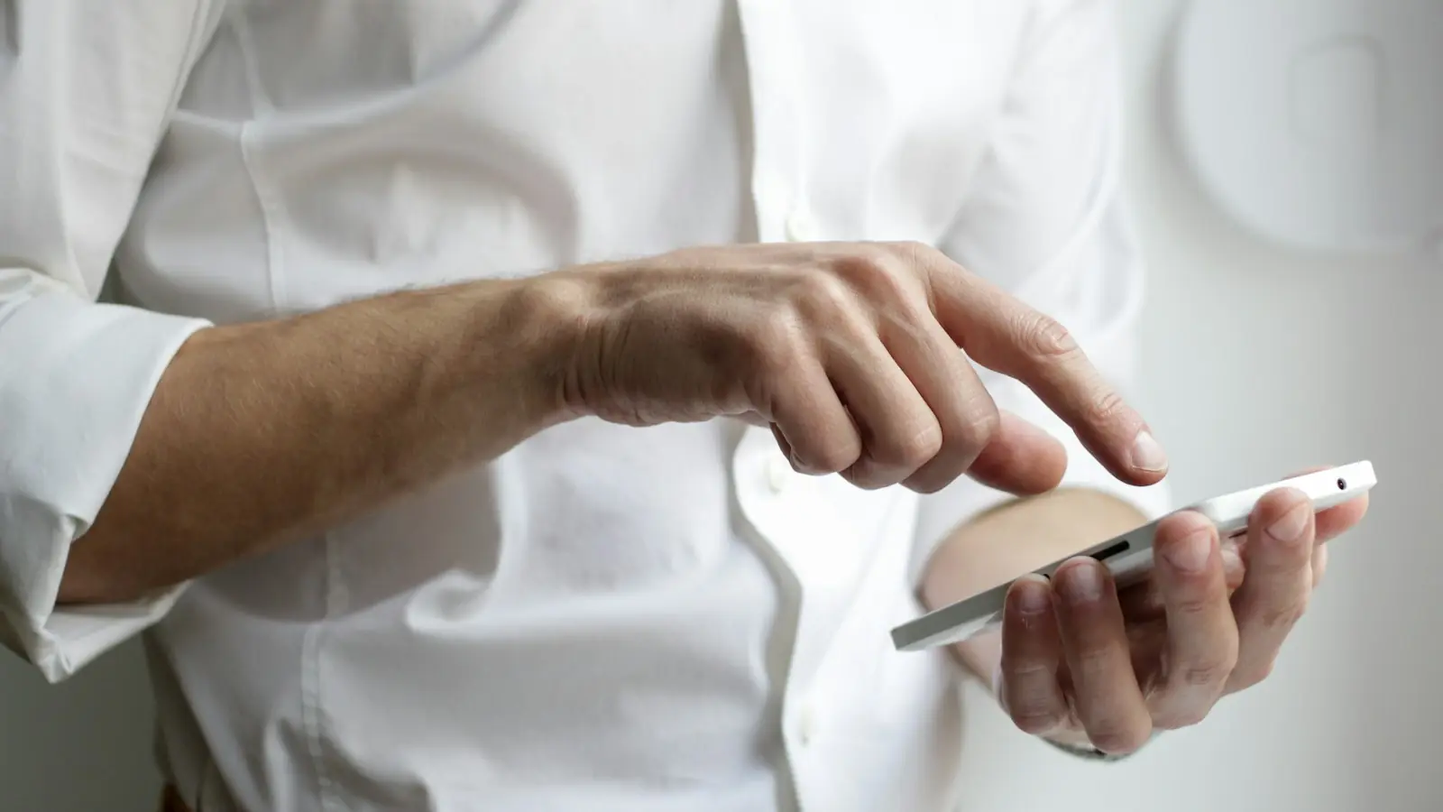 Person reading a message on a smartphone